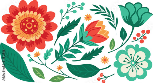 Beautiful romantic flower collection with roses 