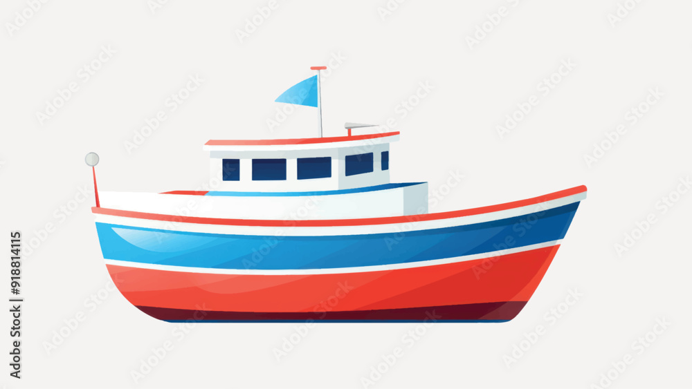 Naklejka premium Colorful fishing boat illustration