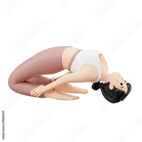 3D Character Girl Yoga Exercise Laghu Vajrasana Pose photo