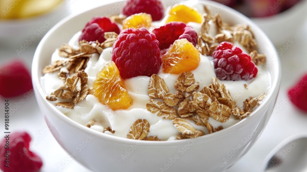 Bowl of yogurt and fruit muesli Bowl of yogurt and fruit muesli