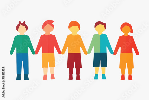 Colorful paper cutout people