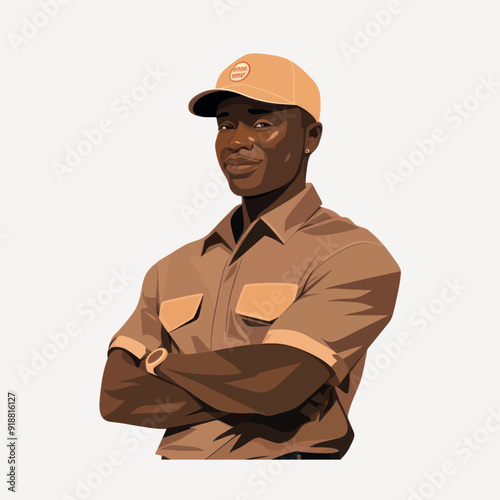 Confident delivery service worker