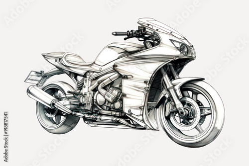 Detailed motorcycle sketch design