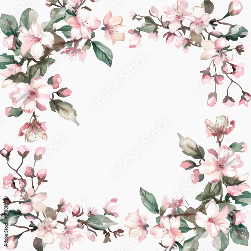 Delicate floral watercolor frame