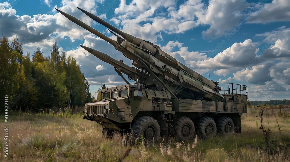 Fototapeta premium Medium range self propelled anti aircraft missiles S 125 neva ready to launch