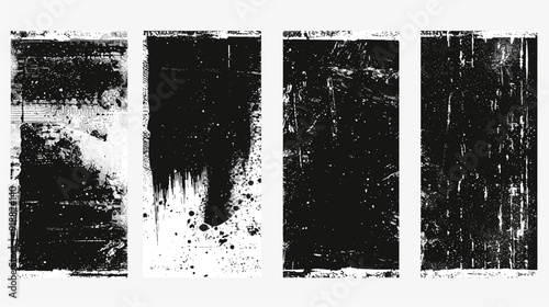 Wallpaper Mural Set of grunge background. Broken dirty rough frames., Rough grunge border overlay with paint roller marks and worn texture on transparent background,  Torontodigital.ca