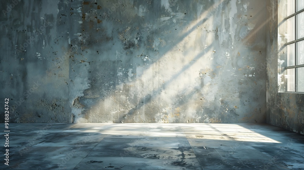 Empty warehouse room with Grungy stucco concrete wall floor room as background corner of old grunge interior Abstract architecture background : Generative AI Empty warehouse room with Grungy stucco concrete wall floor room as background corner of old grunge interior Abstract architecture background : Generative AI