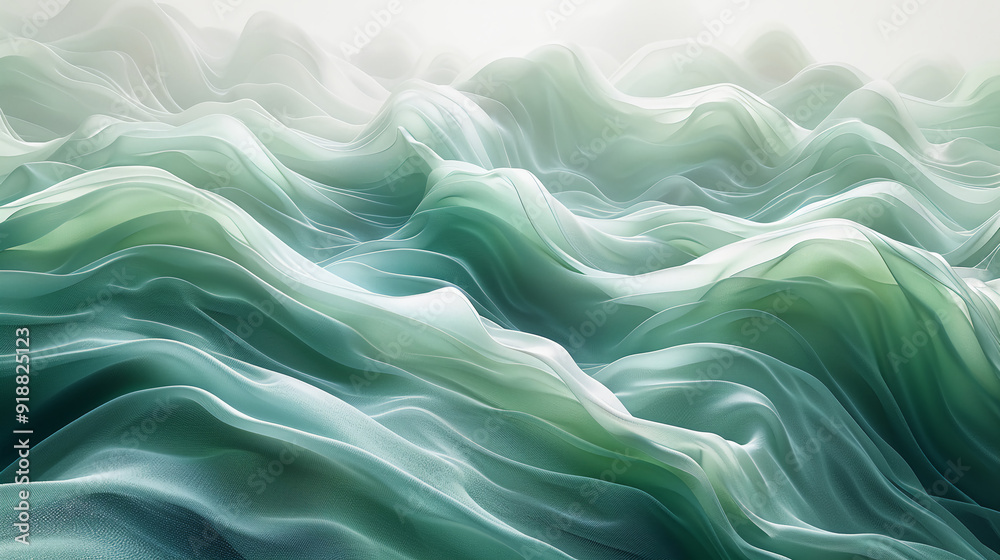 Abstract Wave Pattern with Green and Teal Color Gradations Abstract Wave Pattern with Green and Teal Color Gradations