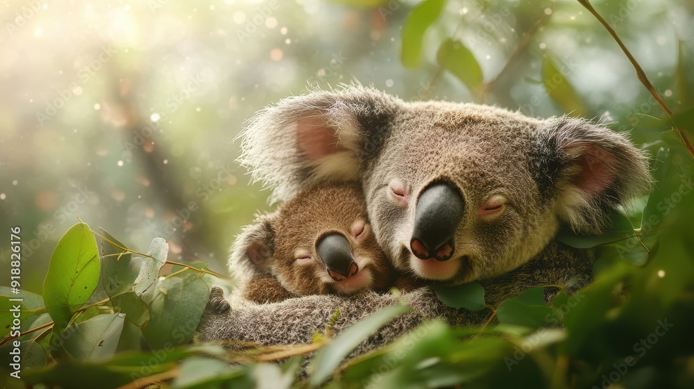 Heartwarming Rescue: Wildlife Conservationists Saving Koala in Abstract Surreal Setting Heartwarming Rescue: Wildlife Conservationists Saving Koala in Abstract Surreal Setting