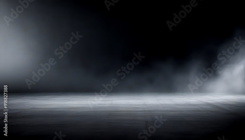 Shadowy Concrete Floor with Mist, Atmospheric Texture Background