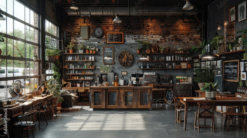 interior home industrial style, high details interior home industrial style, high details