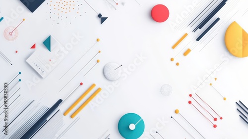 A white background with clean lines and abstract business elements.