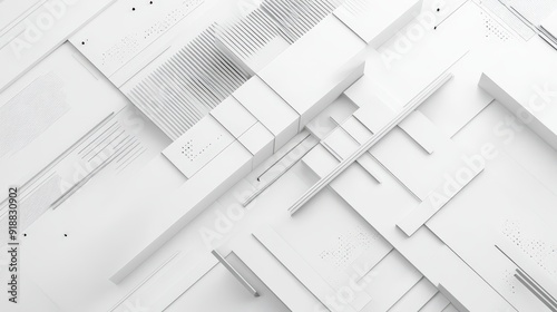 A white background with abstract lines and geometric shapes.