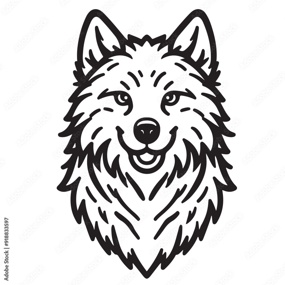 Line art of wolf face cartoon vector Line art of wolf face cartoon vector