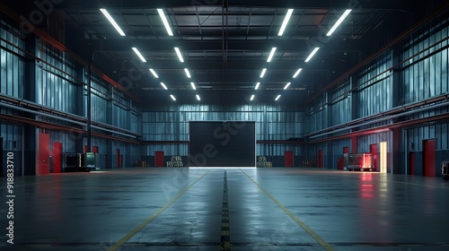 Empty warehouse and garage at night : Generative AI