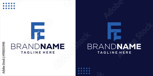 Creative FE Letter Logo With Door, Design Inspiration, Illustration, Vector