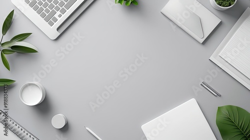 A gradient grey background with minimalist business elements.