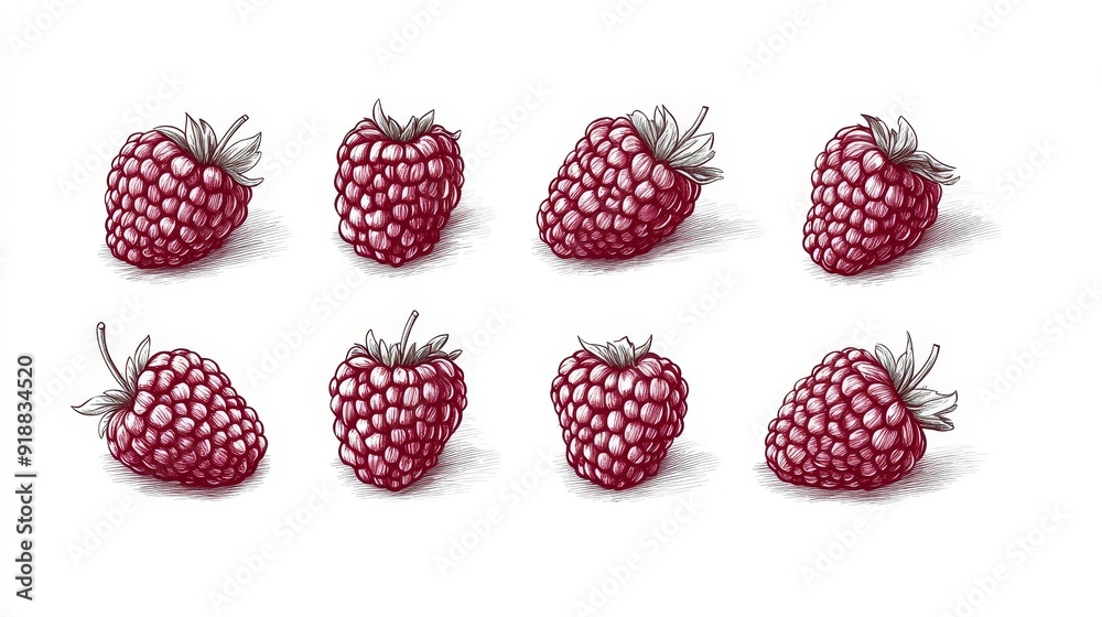 Detailed line art of a blackberry, hand drawn in minimalist style, simple white background, intricate details in the fruit's texture