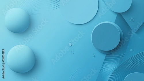 A gradient blue background with minimalist geometric shapes.