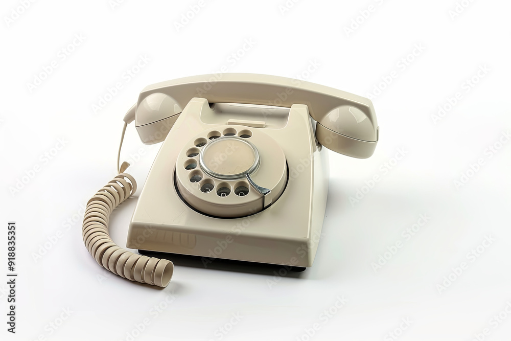 Analog telephone isolated on white background, communications assistance concept Analog telephone isolated on white background, communications assistance concept