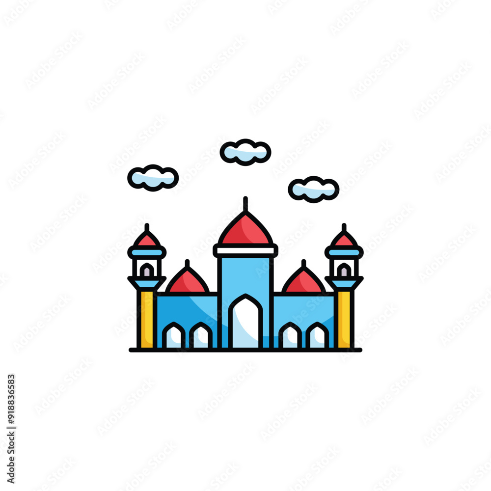 Badshahi Mosque icon design with white background stock illustration Badshahi Mosque icon design with white background stock illustration