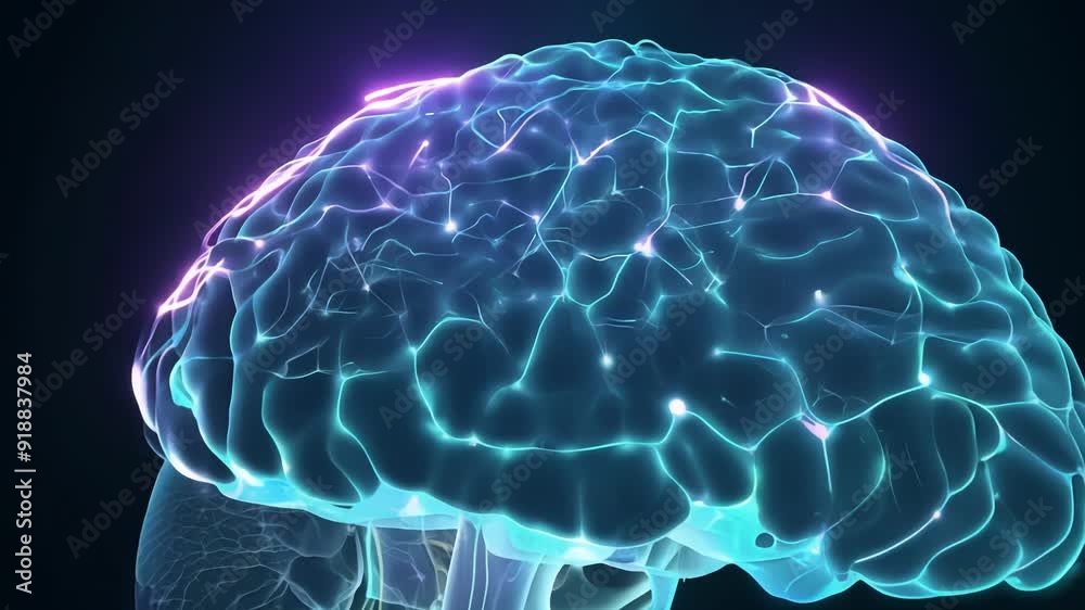 A detailed digital illustration showcases the complex structure and electrical activity of the human brain.