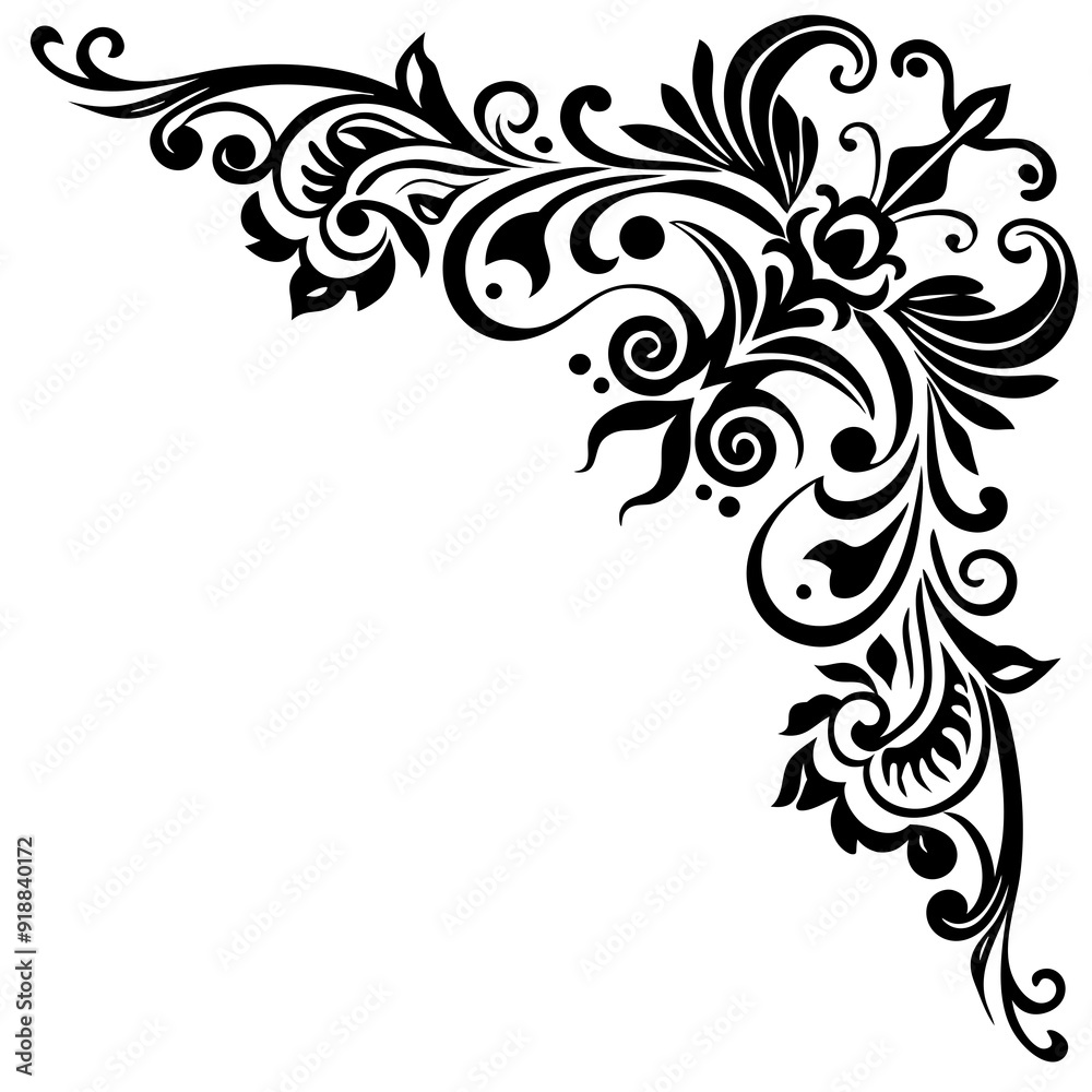 Illustrate decorative corner elements with ornate patterns silhouette vector Illustrate decorative corner elements with ornate patterns silhouette vector