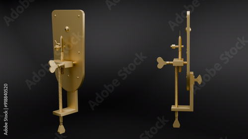 3d rendering or 3d illustration of leewenhoek microscope with front pose and side pose