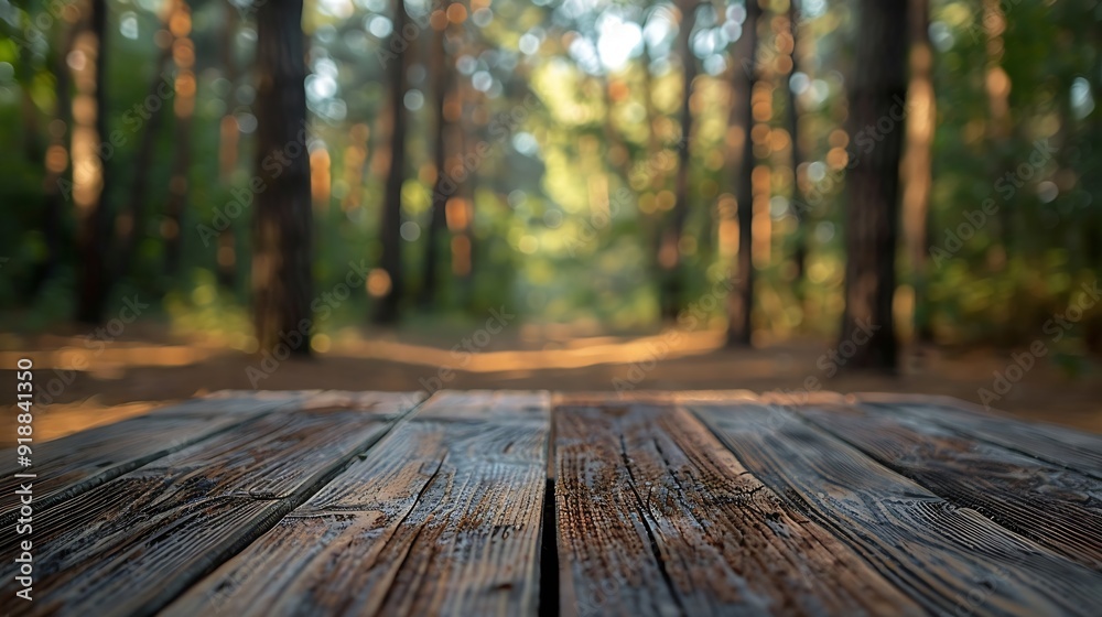 Wooden board empty table in front of blurred background Perspective brown wood over blur trees in forest can be used mock up for display or montage your products : Generative AI Wooden board empty table in front of blurred background Perspective brown wood over blur trees in forest can be used mock up for display or montage your products : Generative AI