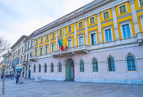 The facade of Palazzo del Comune on Piazza Giacomo Matteotti, Bergamo, Italy photo