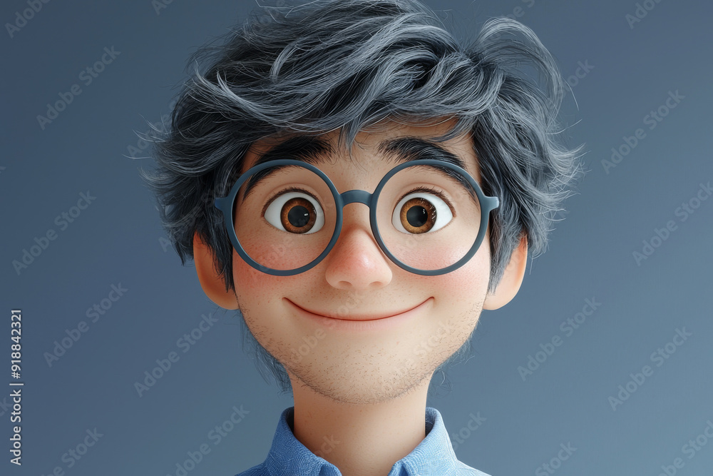 Happy smiling cartoon character man showing pointing finger standing confident on white background. Successful people male person concept Happy smiling cartoon character man showing pointing finger standing confident on white background. Successful people male person concept