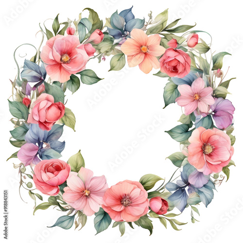 Flower Wreath Watercolor Wreath Art