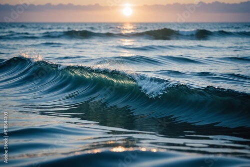 Bluewater waves on the surface ripples blurred photo