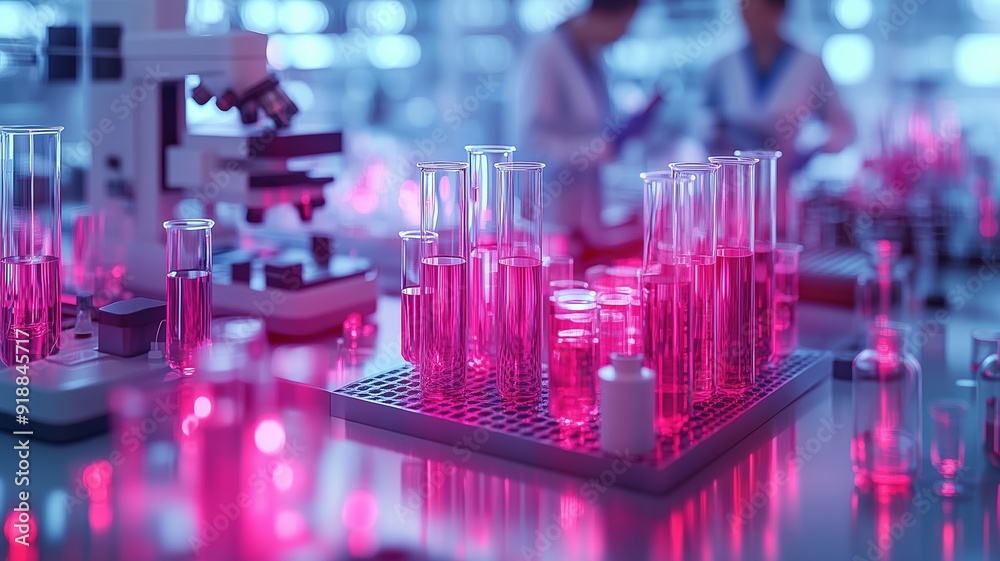 Advanced Laboratory with Pink Lit Test Tubes Advanced Laboratory with Pink Lit Test Tubes