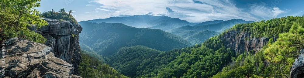 Fototapeta premium Mountain Vista from a Clifftop in the Smoky Mountains