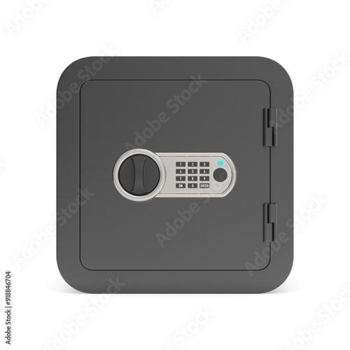 Closed safe on white background. Isolated 3d illustration