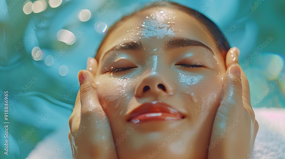 Hands face massage and couple in spa to relax on bed for luxury pamper treatment together in hotel Beauty facial or zen woman with man at resort or salon for natural healing benefits o : Generative AI Hands face massage and couple in spa to relax on bed for luxury pamper treatment together in hotel Beauty facial or zen woman with man at resort or salon for natural healing benefits o : Generative AI