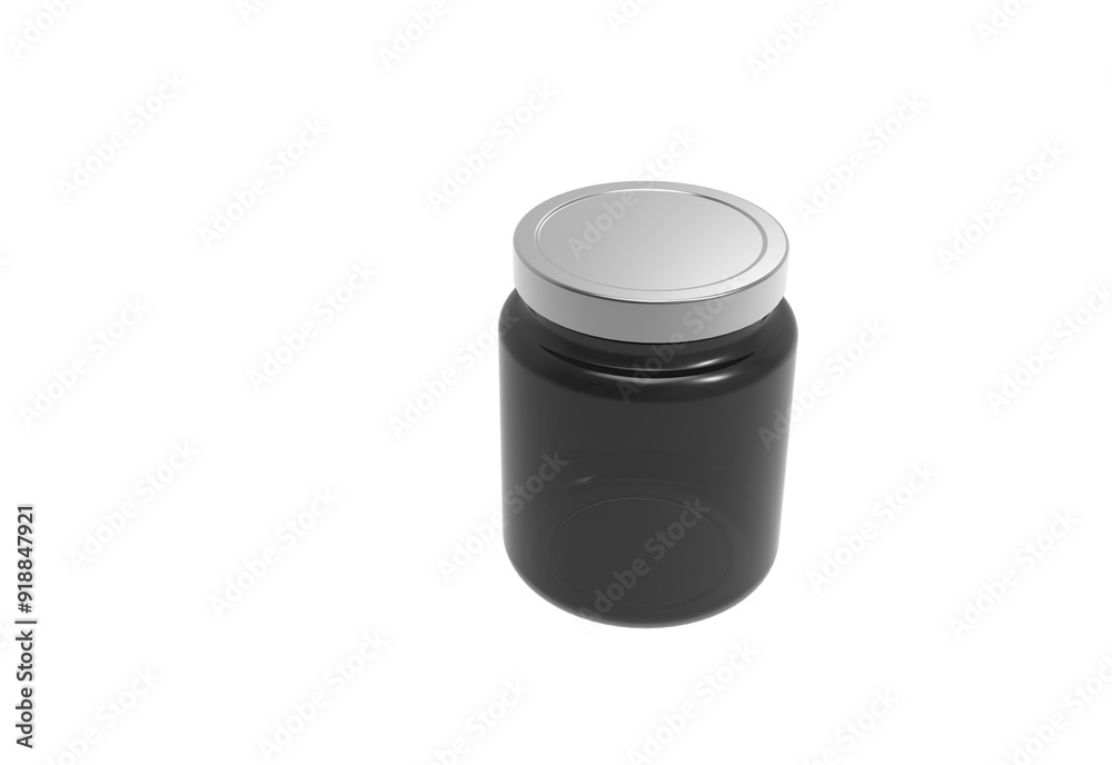 glass jar top view with shadow 3d render glass jar top view with shadow 3d render