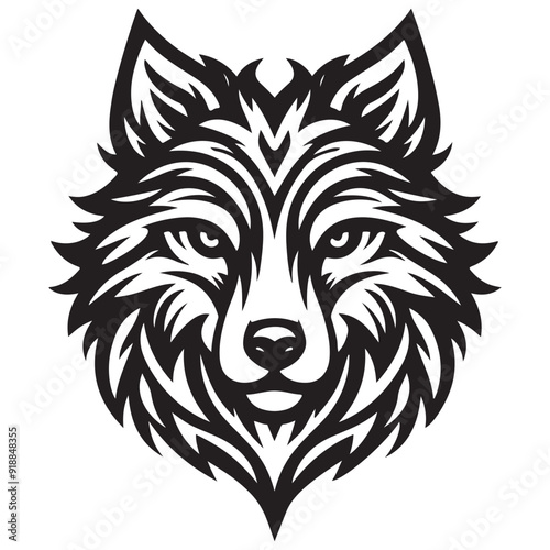 Line art of fox face cartoon vector