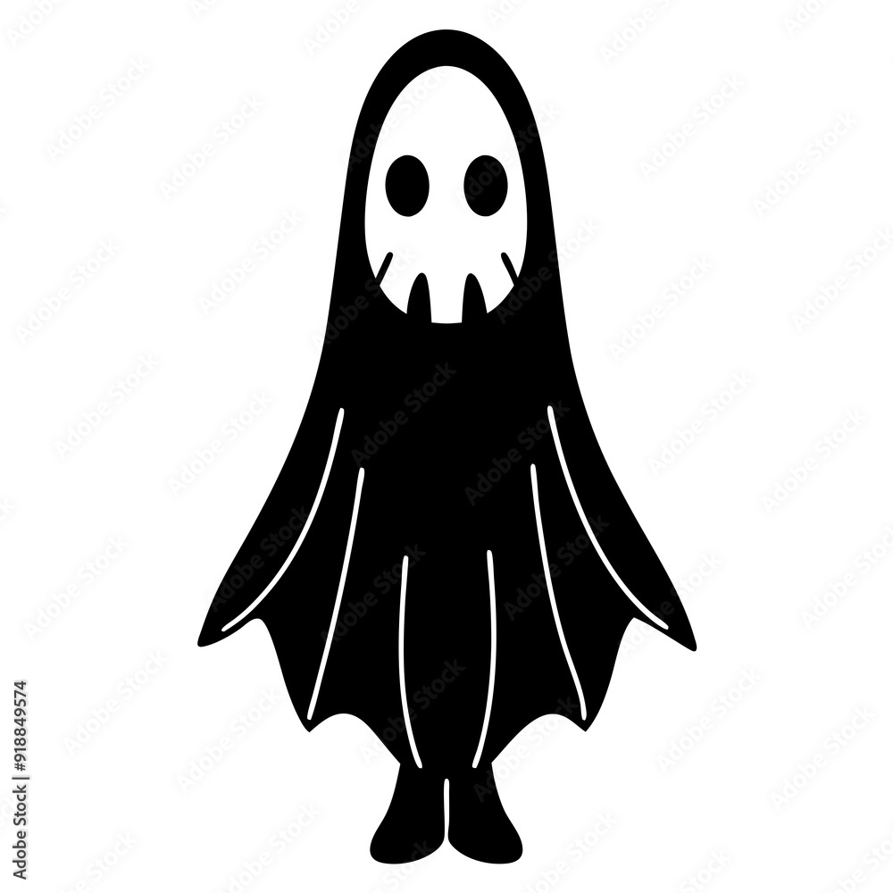 A ghost in a cute costume silhouette vector Illustration A ghost in a cute costume silhouette vector Illustration