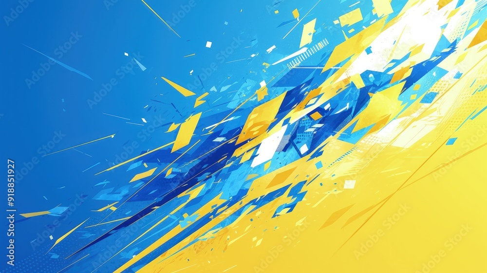 Abstract Geometric Design in Vibrant Yellow and Blue