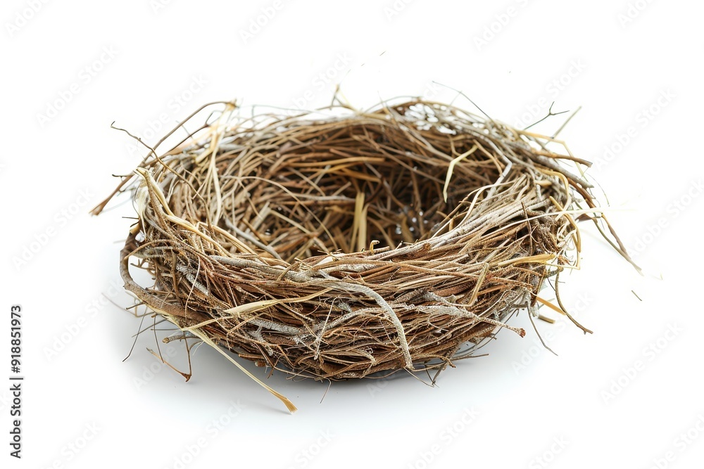 Obraz premium Bird s nest alone on white backdrop