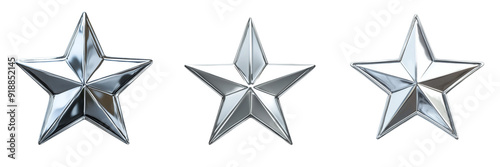 Set of A single elegant Selvar star with a soft glow effect isolated on transparent background