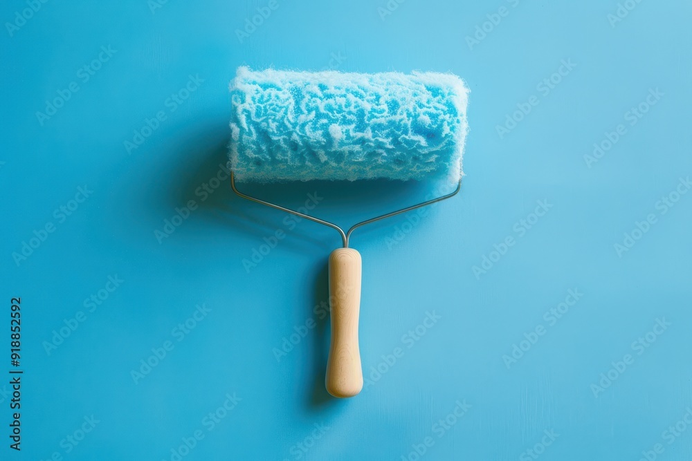 Obraz premium Blue background with lint roller