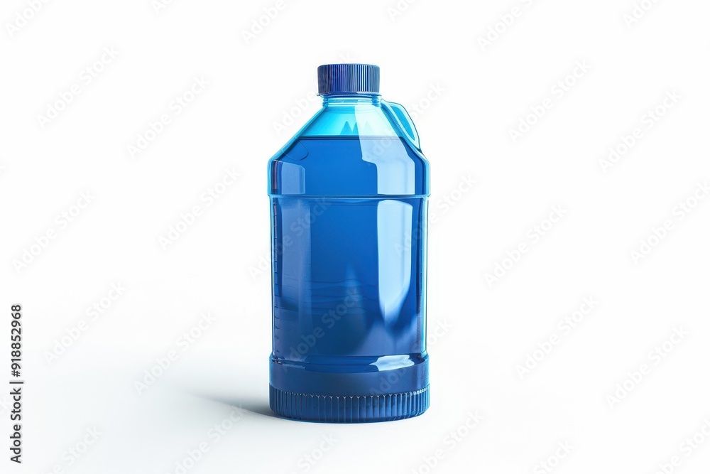 Blue plastic bottle with cap isolated on white background for detergent or cleaning agent Blue plastic bottle with cap isolated on white background for detergent or cleaning agent