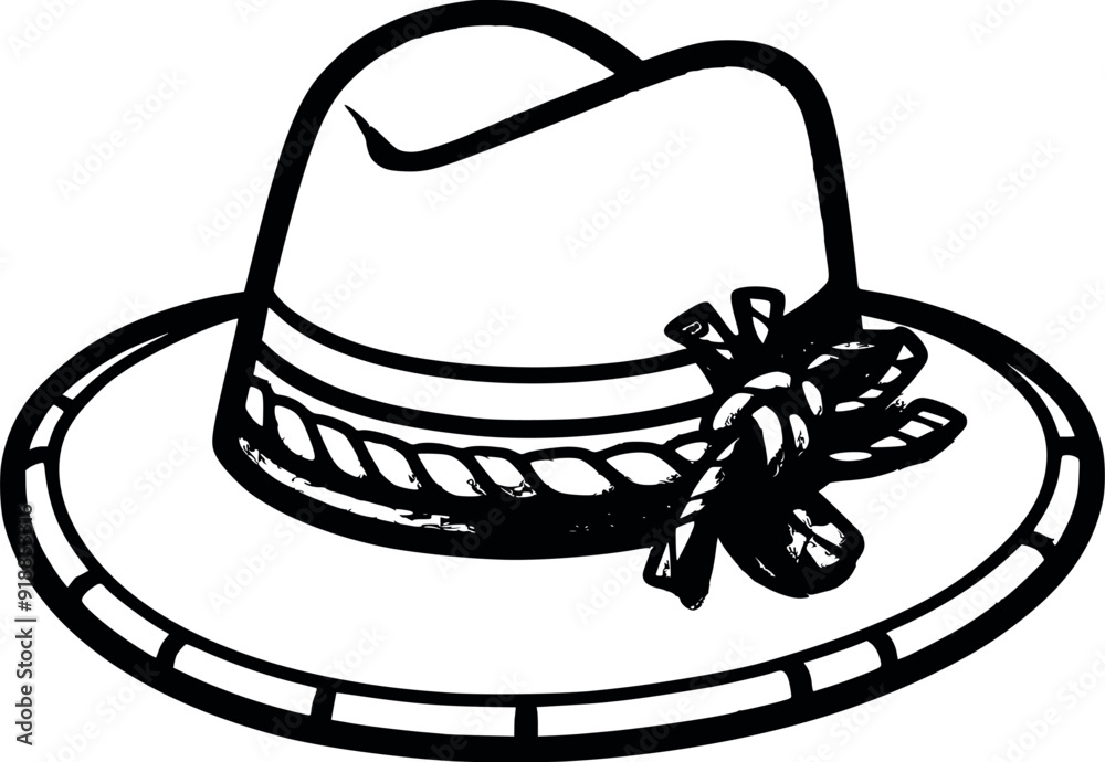 Abstract Fashion Woman summer hat with flower art drawn straw lady cap Silhouetted Black & White Stock Photos generated Ai Abstract Fashion Woman summer hat with flower art drawn straw lady cap Silhouetted Black & White Stock Photos generated Ai