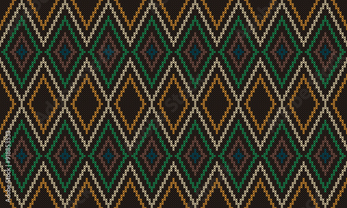 Soft rhombus argyle knitting texture geometric vector seamless. Jacquard knit effect ornament. Scandinavian style seamless knitted pattern. Handicraft backdrop.