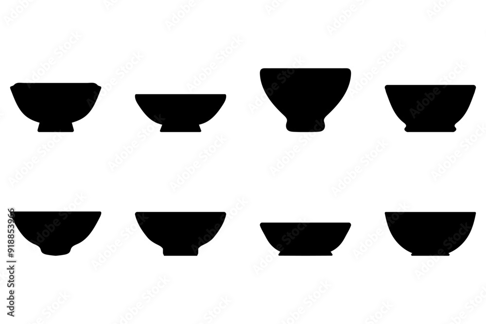 Simple bowl icon set. Tableware flat design Simple bowl icon set. Tableware flat design