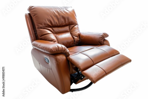 Brown leather reclining chair in modern home photo