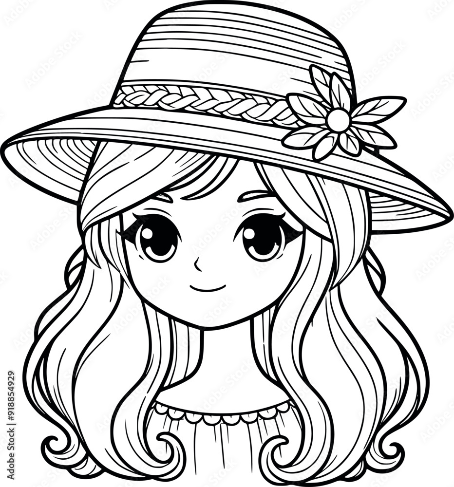 Abstract Fashion Woman summer hat with flower art drawn straw lady cap Silhouetted Black & White Stock Photos generated Ai Abstract Fashion Woman summer hat with flower art drawn straw lady cap Silhouetted Black & White Stock Photos generated Ai